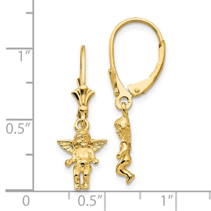 14k Yellow Gold Angel Leverback Earrings