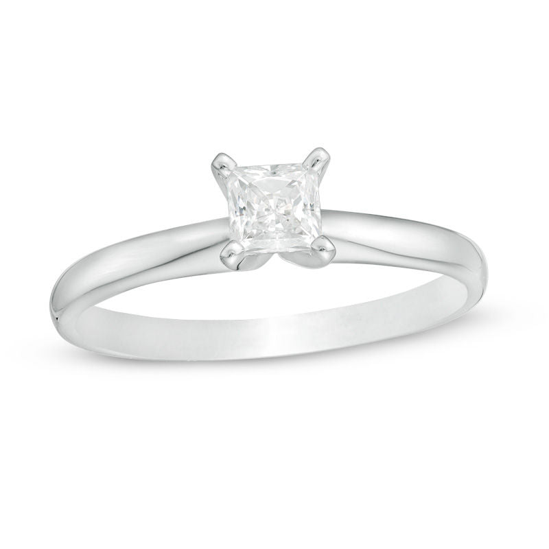 1/2 CT. Princess Cut Diamond Solitaire Engagement Ring in 14K White Gold
