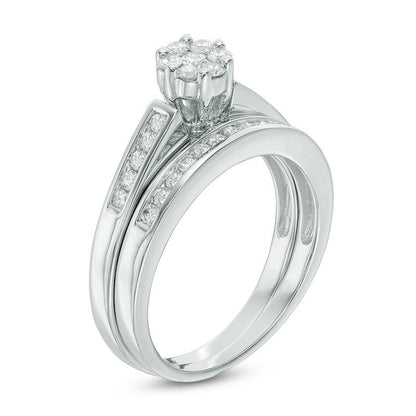 1/2 CT. T.W. Diamond Flower Bridal Set in 14K White Gold