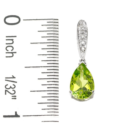 Pear-Shaped Peridot Earrings in 10K White Gold with Diamond Accents