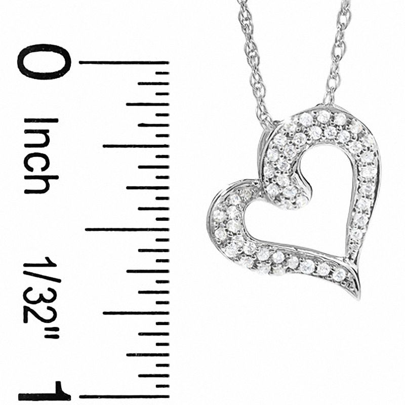 0.2 CT. T.W. Natural Diamond Tilted Heart Pendant in 10K White Gold