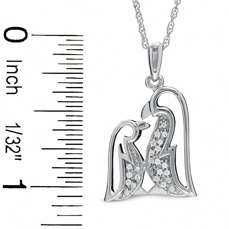 Natural Diamond Accent Penguin Love Pendant in Sterling Silver