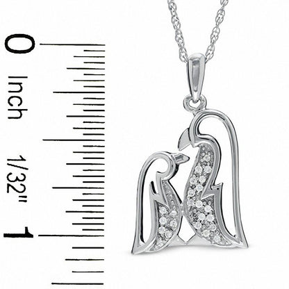 Natural Diamond Accent Penguin Love Pendant in Sterling Silver