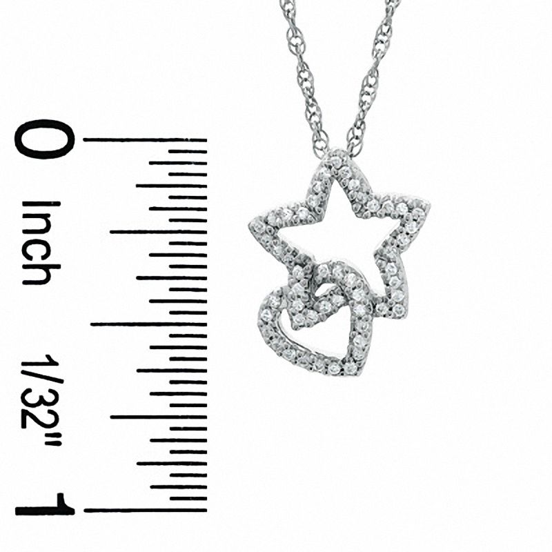 0.2 CT. T.W. Natural Diamond Heart and Star Pendant in Sterling Silver
