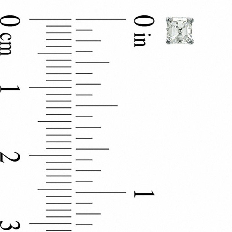 0.75 CT. T.W. Certified Asscher-Cut Diamond Solitaire Stud Earrings in 18K White Gold (I/VS2)