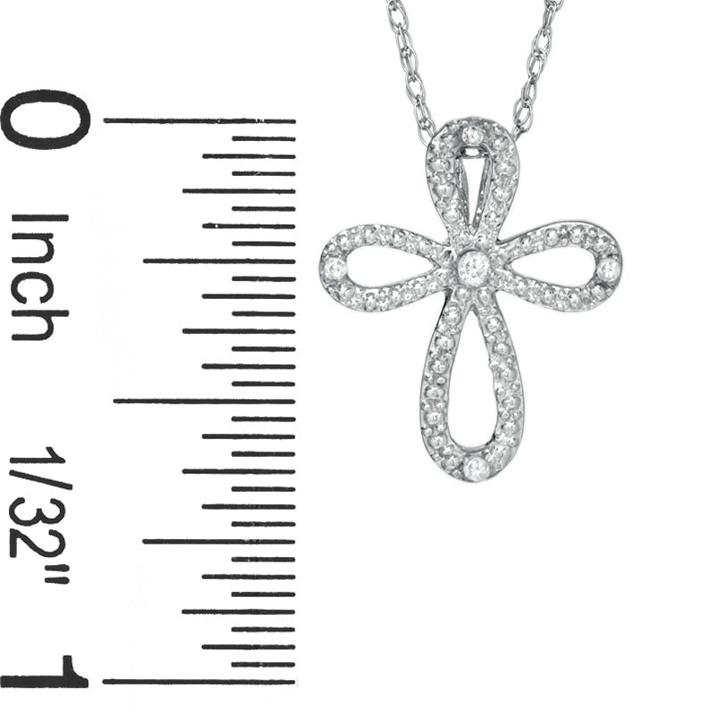 Natural Diamond Accent Loop Cross Pendant in 10K White Gold