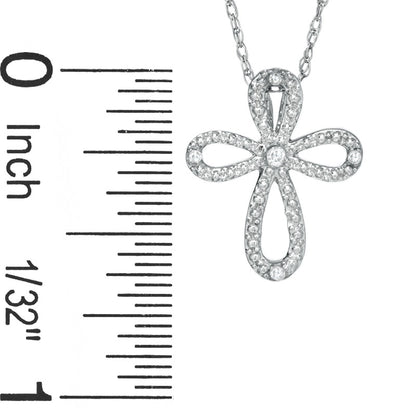 Natural Diamond Accent Loop Cross Pendant in 10K White Gold