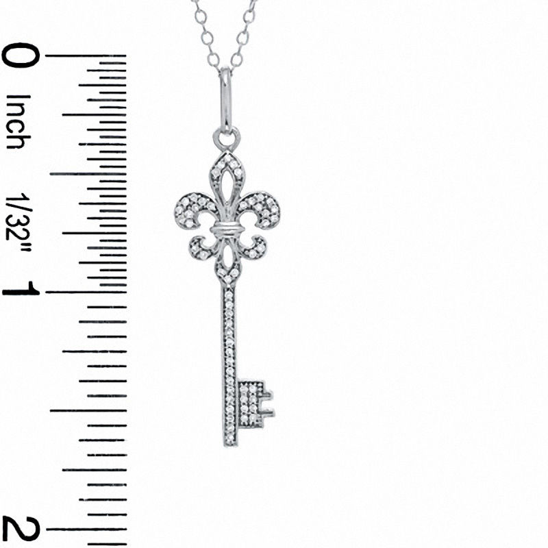0.2 CT. T.W. Natural Diamond Fleur-de-Lis Key Pendant in Sterling Silver
