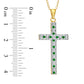 Emerald Gemstone Fascination™ and Natural Diamond Fascination™ Cross Pendant in Sterling Silver with 18K Gold Plating
