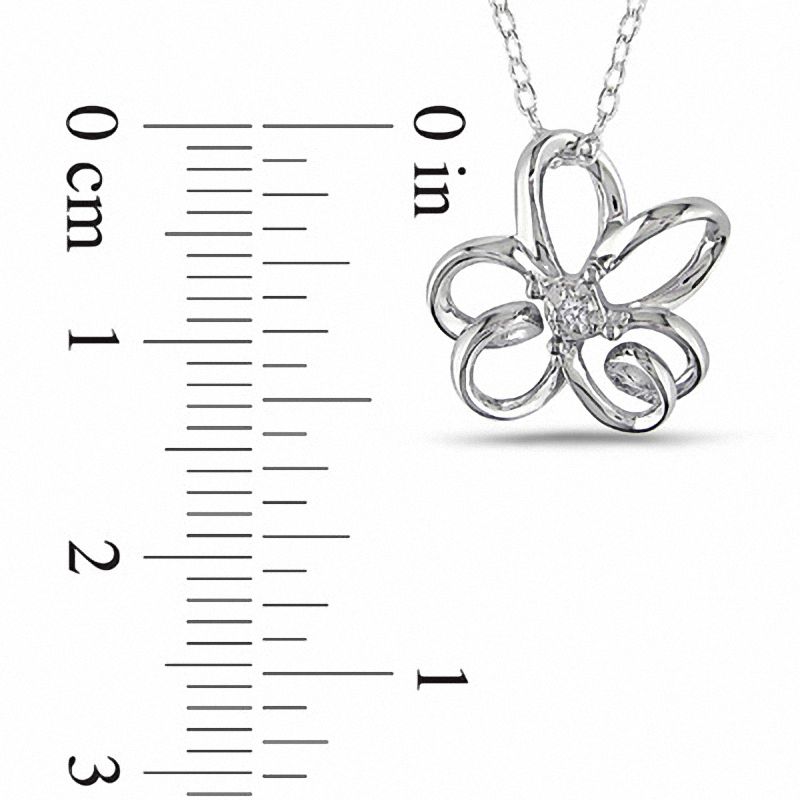 Natural Diamond Accent Open Flower Pendant in Sterling Silver