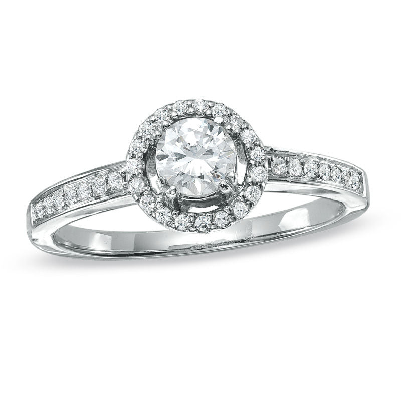 1/2 CT. T.W. Diamond Framed Engagement Ring in 14K White Gold