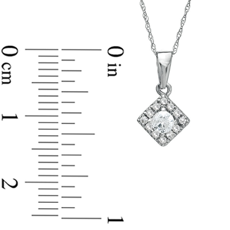 0.25 CT. T.W. Natural Diamond Square Frame Pendant in 10K White Gold