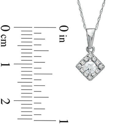 0.25 CT. T.W. Natural Diamond Square Frame Pendant in 10K White Gold