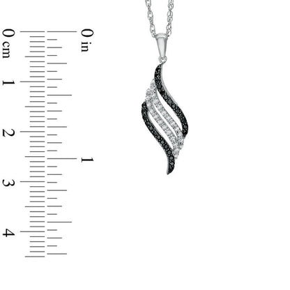 0.2 CT. T.W. Enhanced Black and White Natural Diamond Swirl Pendant in Sterling Silver