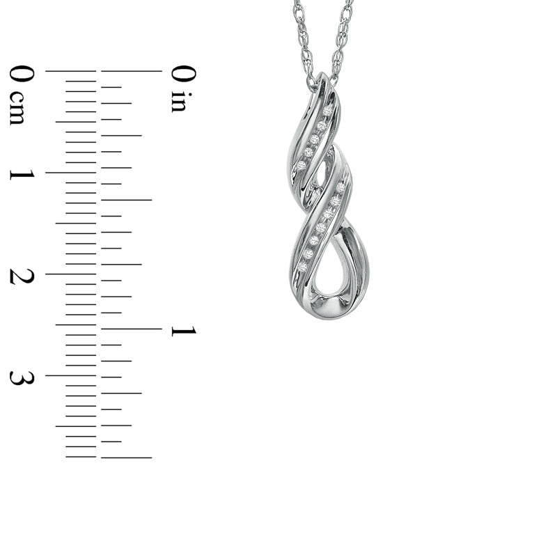 Natural Diamond Accent Swirl Loop Pendant in Sterling Silver