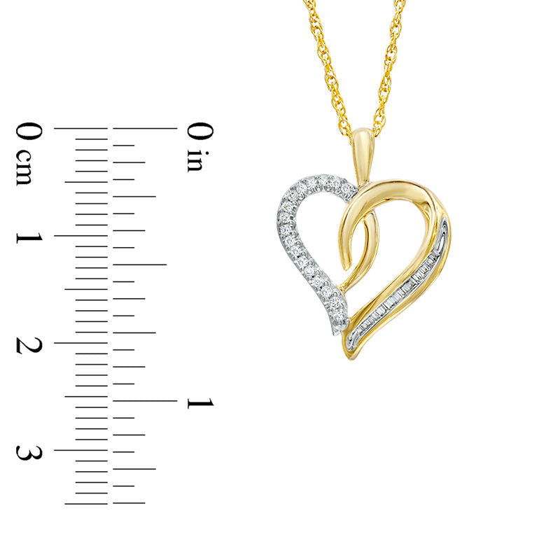 0.13 CT. T.W. Natural Diamond Swirling Heart Pendant in 10K Yellow Gold