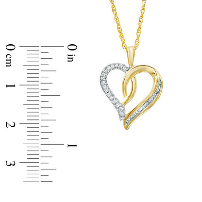 0.13 CT. T.W. Natural Diamond Swirling Heart Pendant in 10K Yellow Gold