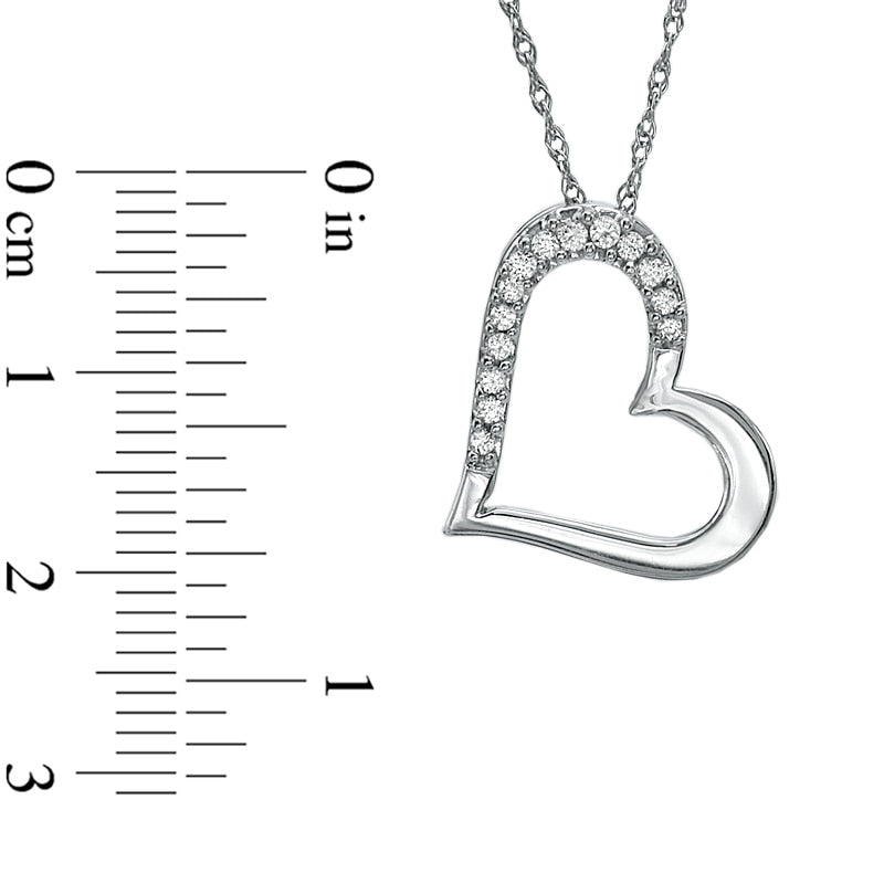 0.13 CT. T.W. Natural Diamond Tilted Heart Pendant in Sterling Silver