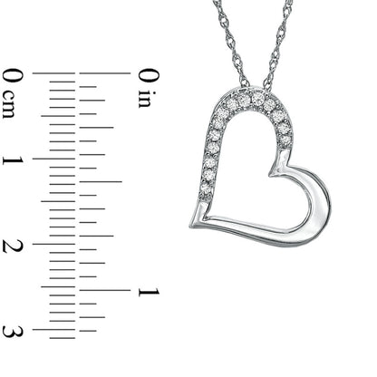 0.13 CT. T.W. Natural Diamond Tilted Heart Pendant in Sterling Silver