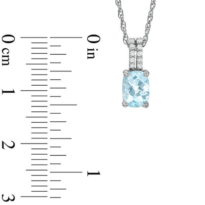 Cushion-Cut Aquamarine and White Topaz Pendant in Sterling Silver