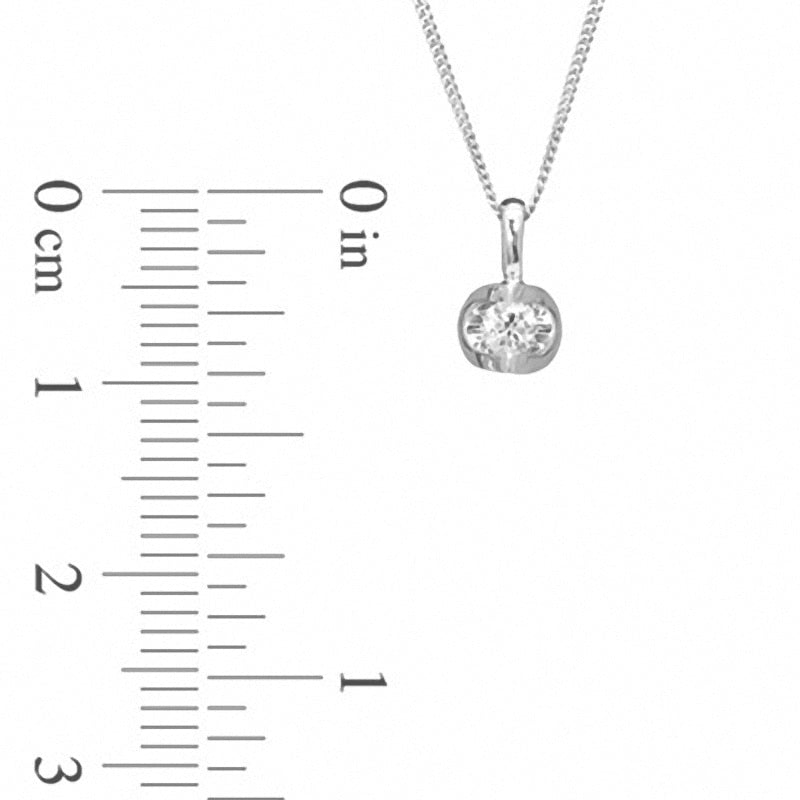 0.1 CT. Certified Canadian Natural Clarity Enhanced Solitaire Pendant in 14K White Gold (I/I2) - 17"