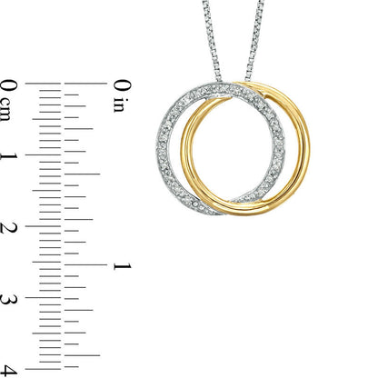 0.1 CT. T.W. Natural Diamond Interlocking Circle Pendant in Sterling Silver and 10K Yellow Gold