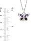 Amethyst and Garnet Butterfly Pendant in Sterling Silver