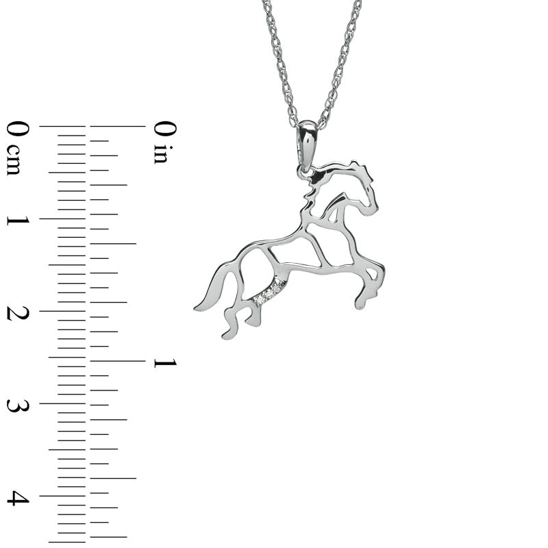 Natural Diamond Accent Stallion Horse Pendant in Sterling Silver