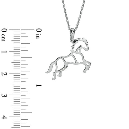 Natural Diamond Accent Stallion Horse Pendant in Sterling Silver