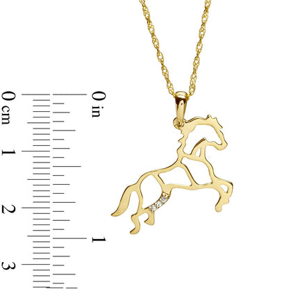0.05 CT. T.W. Natural Diamond Stallion Horse Pendant in Yellow IP Sterling Silver