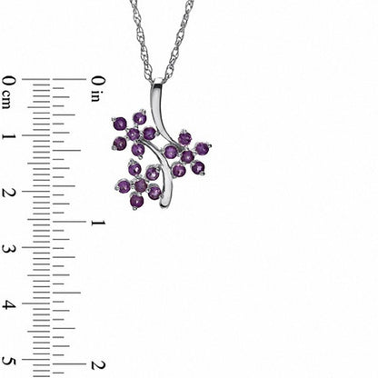 Amethyst Flower Pendant in Sterling Silver