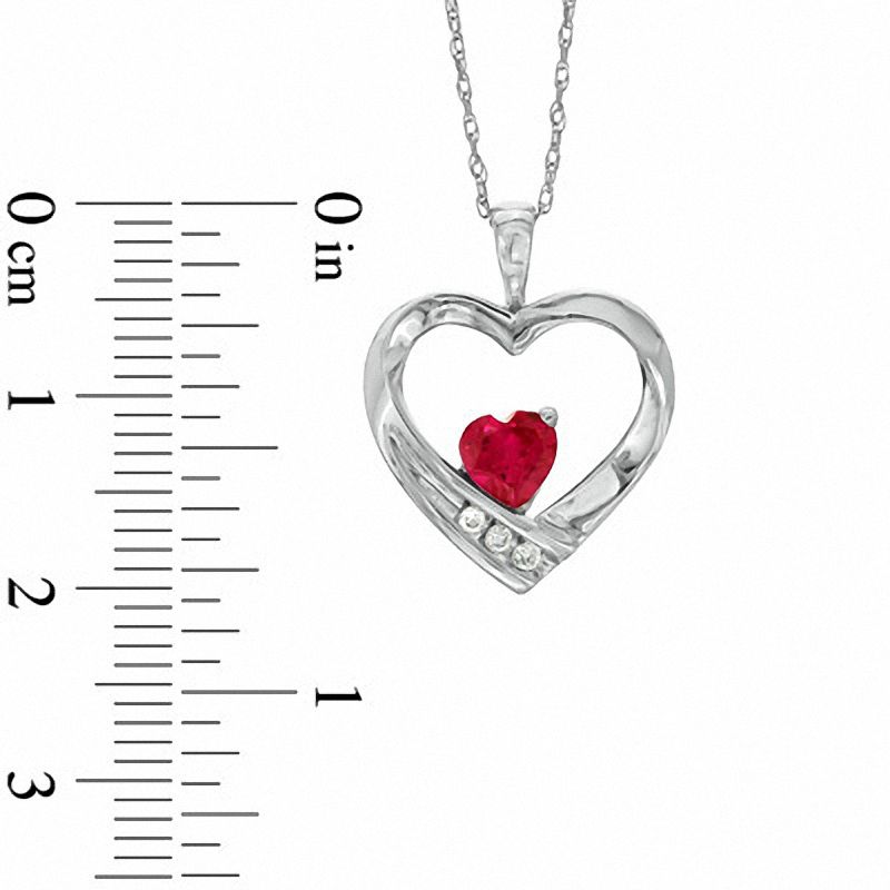 Heart-Shaped Lab-Created Ruby and Diamond Accent Heart Pendant in 10K White Gold