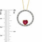 Heart-Shaped Lab-Created Ruby and 0.1 CT. T.W. Diamond Circle Pendant in 10K Yellow Gold