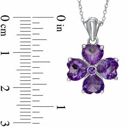 Heart-Shaped Amethyst Clover Pendant in Sterling Silver