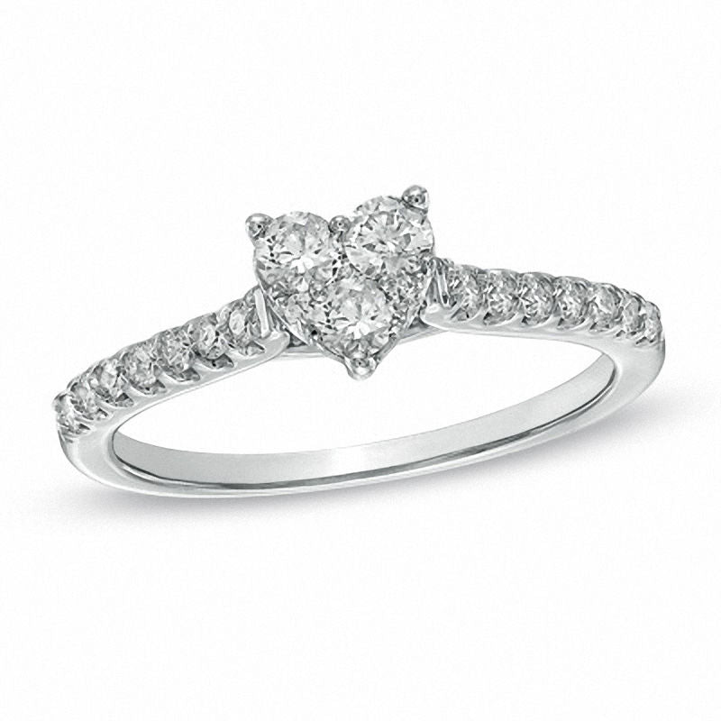 1/2 CT. T.W. Diamond Heart-Shaped Engagement Ring in 14K White Gold