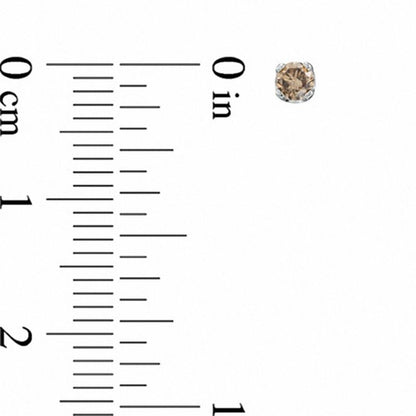 0.25 CT. T.W. Champagne Diamond Solitaire Stud Earrings in 14K White Gold