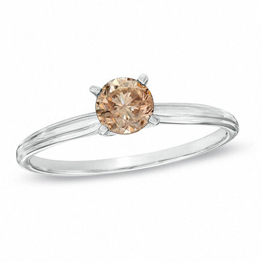1/4 CT. Champagne Diamond Solitaire Engagement Ring in 14K White Gold