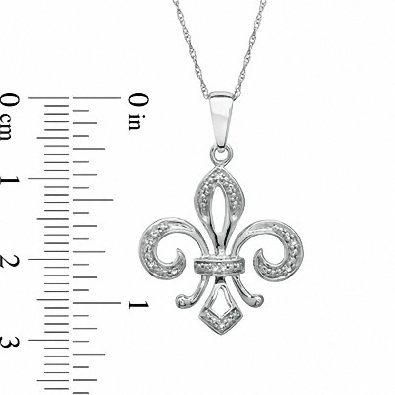 Natural Diamond Accent Fleur-de-Lis Pendant in 10K White Gold