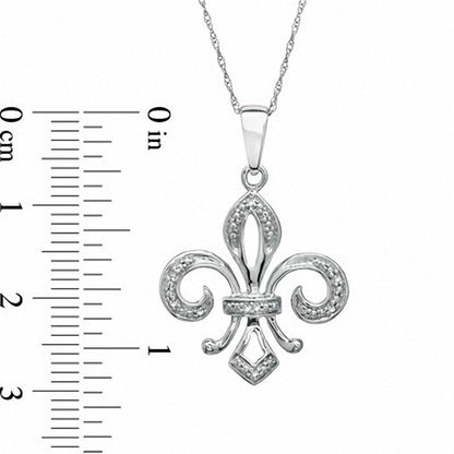 Natural Diamond Accent Fleur-de-Lis Pendant in 10K White Gold