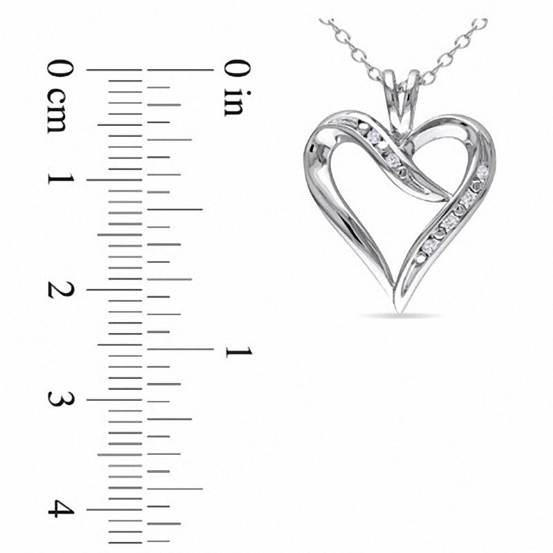 0.05 CT. T.W. Natural Diamond Heart-Shaped Ribbon Pendant in Sterling Silver
