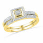 1/4 CT. Diamond Square Frame Bridal Engagement Set in 14K Yellow Gold