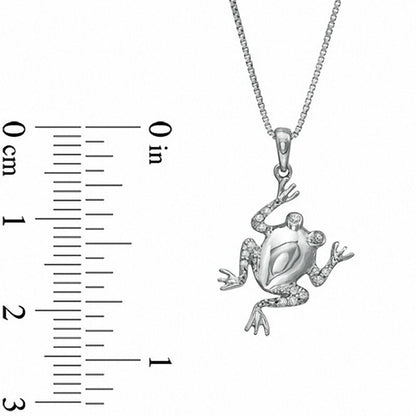 0.1 CT. T.W. Natural Diamond Frog Pendant in Sterling Silver