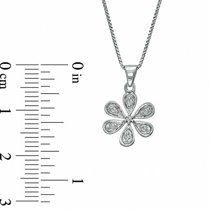 Natural Diamond Accent Daisy Pendant in Sterling Silver