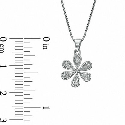 Natural Diamond Accent Daisy Pendant in Sterling Silver