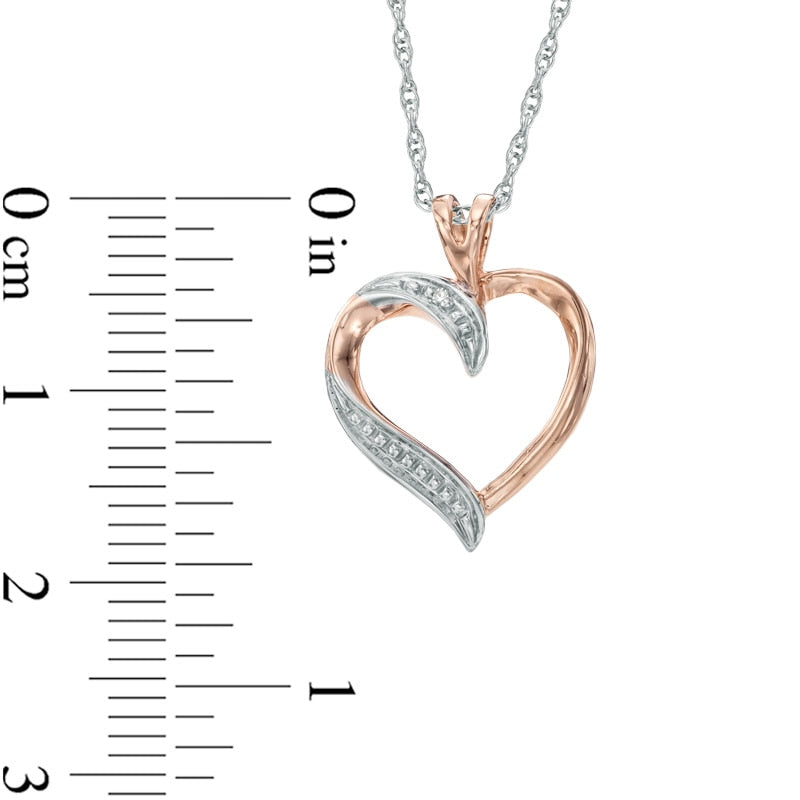 Natural Diamond Accent Heart Pendant in 10K Rose Gold