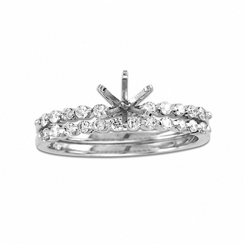 1/4 CT. T.W. Diamond Semi-Mount Bridal Engagement Ring Set in 14K White Gold