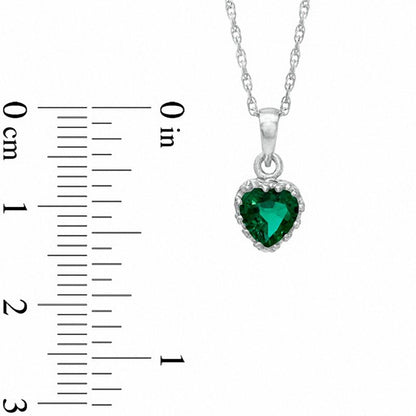 6.0mm Heart-Shaped Lab-Created Emerald Crown Pendant in Sterling Silver