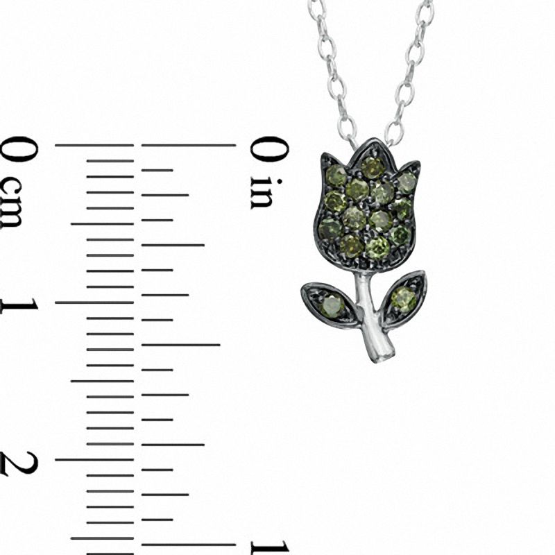 0.2 CT. T.W. Enhanced Green Natural Diamond Tulip Pendant in Sterling Silver