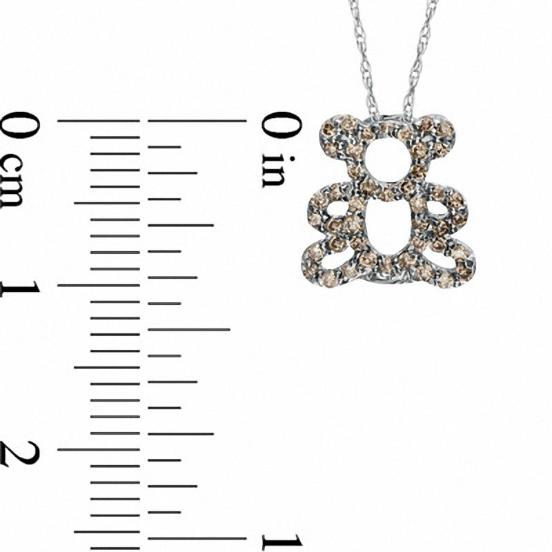 0.2 CT. T.W. Champagne Natural Diamond Teddy Bear Pendant in Sterling Silver