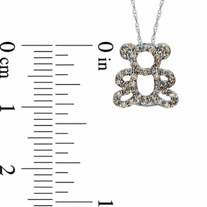 0.2 CT. T.W. Champagne Natural Diamond Teddy Bear Pendant in Sterling Silver
